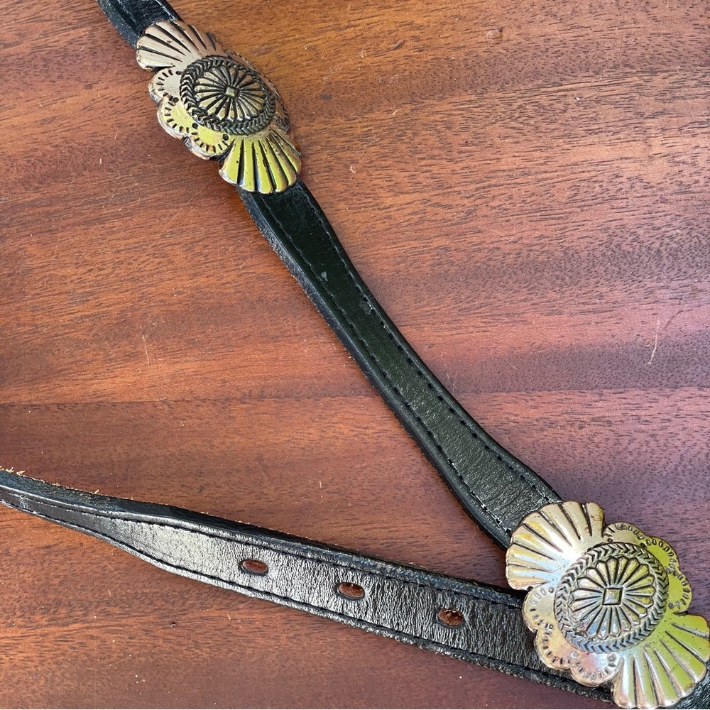 Circle Y black leather Belt silver medallions women’s M USA - Picture 3 of 10